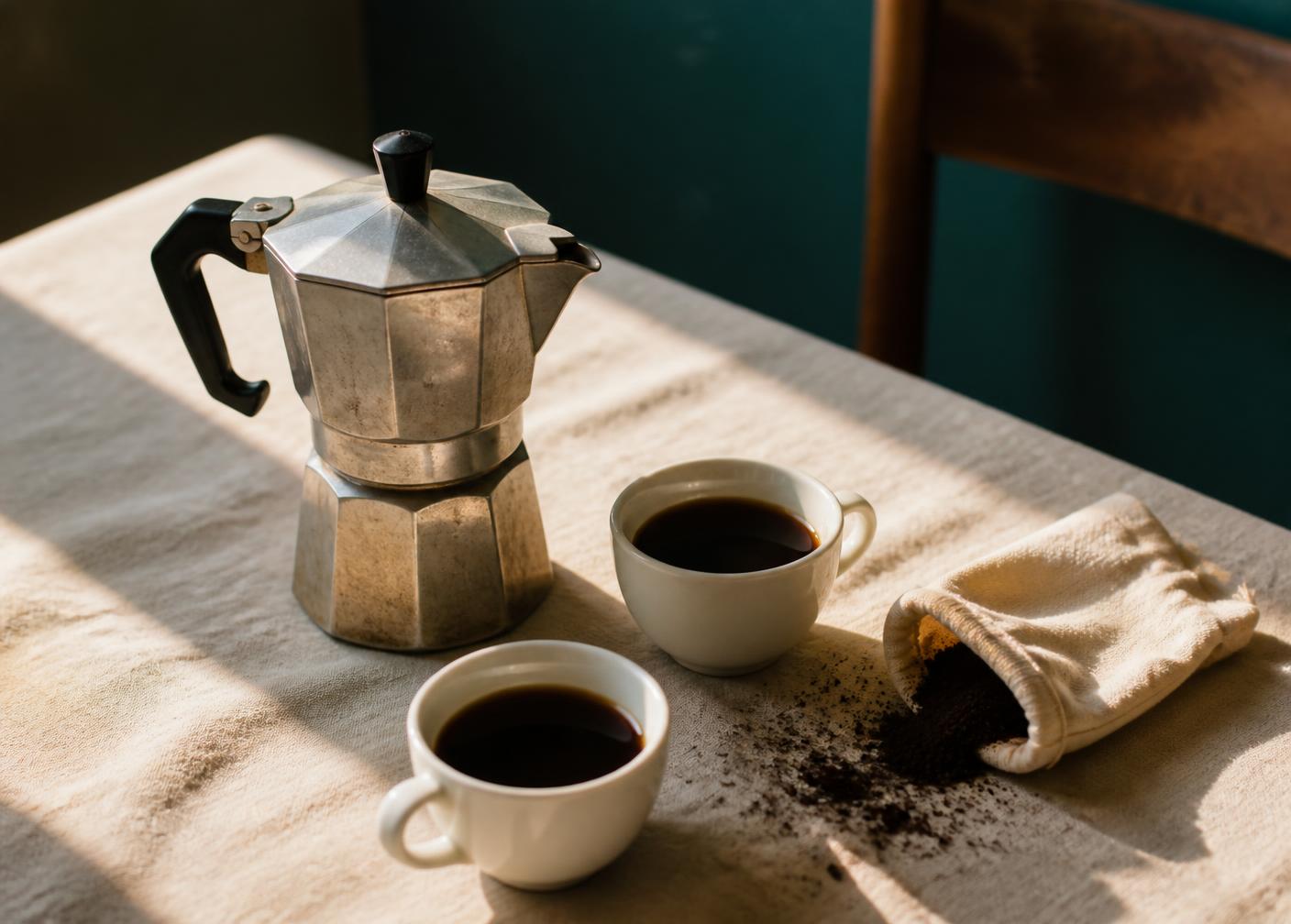 Handwritten note next to a cup of coffee